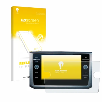 Parte frontale di una confezione del prodotto con il logo del marchio upscreen. Accanto è raffigurato il dispositivo Volkswage