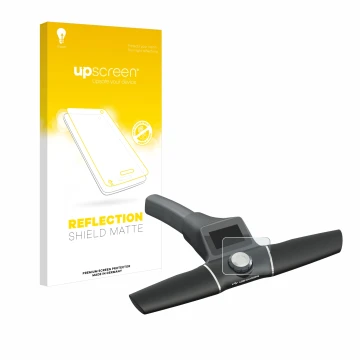 Parte frontale di una confezione del prodotto con il logo del marchio upscreen. Accanto è raffigurato il dispositivo Motocaddy