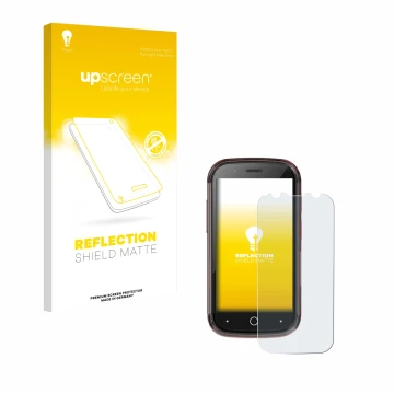 Parte frontale di una confezione del prodotto con il logo del marchio upscreen. Accanto è raffigurato il dispositivo Unihertz 