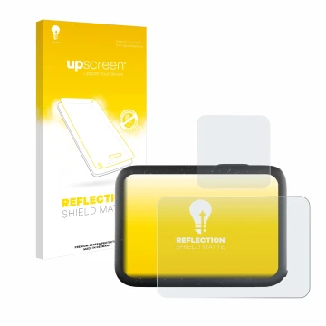 Parte frontale di una confezione del prodotto con il logo del marchio upscreen. Accanto è raffigurato il dispositivo GoPro Her