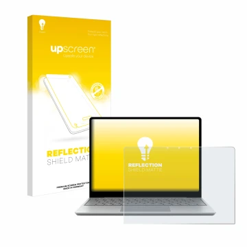 Parte frontale di una confezione del prodotto con il logo del marchio upscreen. Accanto è raffigurato il dispositivo Microsoft