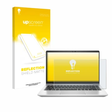 Parte frontale di una confezione del prodotto con il logo del marchio upscreen. Accanto è raffigurato il dispositivo HP EliteB