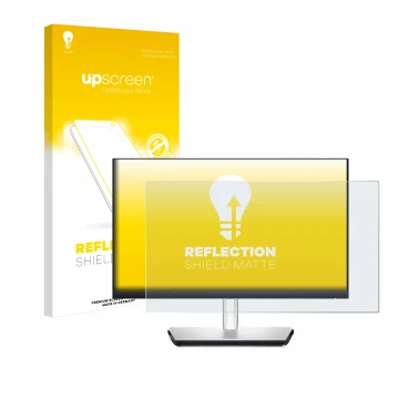 Parte frontale di una confezione del prodotto con il logo del marchio upscreen. Accanto è raffigurato il dispositivo Dell P242