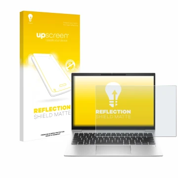 Parte frontale di una confezione del prodotto con il logo del marchio upscreen. Accanto è raffigurato il dispositivo HP EliteB