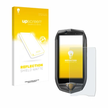 Parte frontale di una confezione del prodotto con il logo del marchio upscreen. Accanto è raffigurato il dispositivo Oukitel K