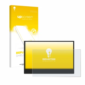 Parte frontale di una confezione del prodotto con il logo del marchio upscreen. Accanto è raffigurato il dispositivo Lenovo L1