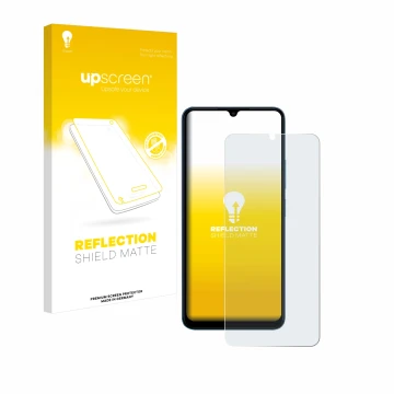 Parte frontale di una confezione del prodotto con il logo del marchio upscreen. Accanto è raffigurato il dispositivo Xiaomi Re