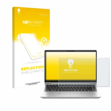Parte frontale di una confezione del prodotto con il logo del marchio upscreen. Accanto è raffigurato il dispositivo HP ProBoo