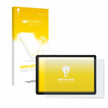 Parte frontale di una confezione del prodotto con il logo del marchio upscreen. Accanto è raffigurato il dispositivo Samsung G