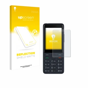 Parte frontale di una confezione del prodotto con il logo del marchio upscreen. Accanto è raffigurato il dispositivo TCL Oneto