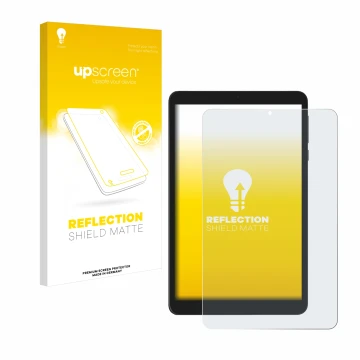 Parte frontale di una confezione del prodotto con il logo del marchio upscreen. Accanto è raffigurato il dispositivo Doogee T2