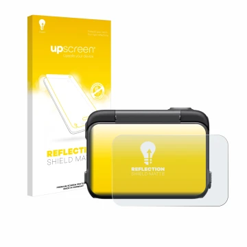 Parte frontale di una confezione del prodotto con il logo del marchio upscreen. Accanto è raffigurato il dispositivo Insta360 