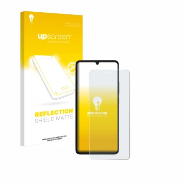Parte frontale di una confezione del prodotto con il logo del marchio upscreen. Accanto è raffigurato il dispositivo Xiaomi Po