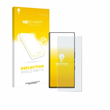 Parte frontale di una confezione del prodotto con il logo del marchio upscreen. Accanto è raffigurato il dispositivo ZTE Nubia