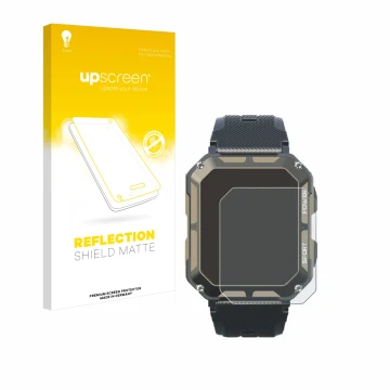 Parte frontale di una confezione del prodotto con il logo del marchio upscreen. Accanto è raffigurato il dispositivo Blackview