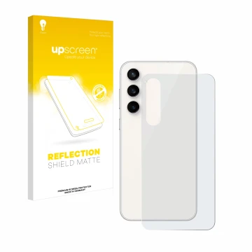 Parte frontale di una confezione del prodotto con il logo del marchio upscreen. Accanto è raffigurato il dispositivo Samsung G