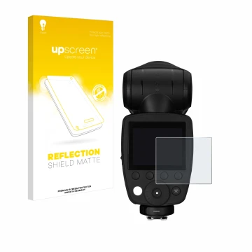 Parte frontale di una confezione del prodotto con il logo del marchio upscreen. Accanto è raffigurato il dispositivo Profoto A