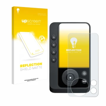 Parte frontale di una confezione del prodotto con il logo del marchio upscreen. Accanto è raffigurato il dispositivo Profoto C