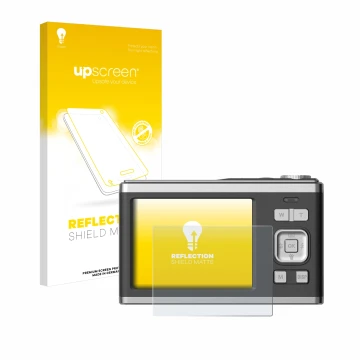 Parte frontale di una confezione del prodotto con il logo del marchio upscreen. Accanto è raffigurato il dispositivo Rollei Co