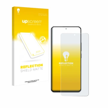 Parte frontale di una confezione del prodotto con il logo del marchio upscreen. Accanto è raffigurato il dispositivo Xiaomi Po