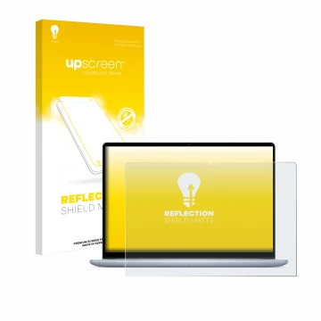 Parte frontale di una confezione del prodotto con il logo del marchio upscreen. Accanto è raffigurato il dispositivo Dell Insp