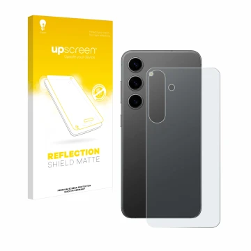 Parte frontale di una confezione del prodotto con il logo del marchio upscreen. Accanto è raffigurato il dispositivo Samsung G