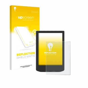 Parte frontale di una confezione del prodotto con il logo del marchio upscreen. Accanto è raffigurato il dispositivo Vivlio Li