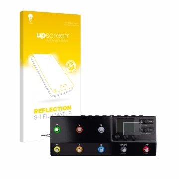 Parte frontale di una confezione del prodotto con il logo del marchio upscreen. Accanto è raffigurato il dispositivo Line 6 hx
