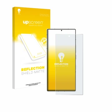 Parte frontale di una confezione del prodotto con il logo del marchio upscreen. Accanto è raffigurato il dispositivo Nubia Z60