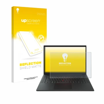 Parte frontale di una confezione del prodotto con il logo del marchio upscreen. Accanto è raffigurato il dispositivo Lenovo Th