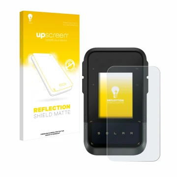 Parte frontale di una confezione del prodotto con il logo del marchio upscreen. Accanto è raffigurato il dispositivo Garmin eT