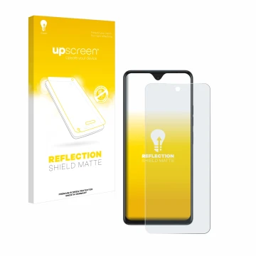 Parte frontale di una confezione del prodotto con il logo del marchio upscreen. Accanto è raffigurato il dispositivo Tecno Spa