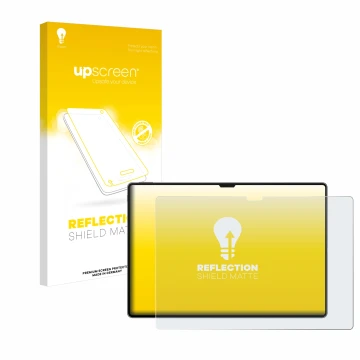 Parte frontale di una confezione del prodotto con il logo del marchio upscreen. Accanto è raffigurato il dispositivo Huawei Ma