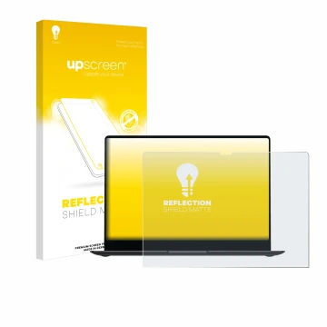 Parte frontale di una confezione del prodotto con il logo del marchio upscreen. Accanto è raffigurato il dispositivo Samsung G