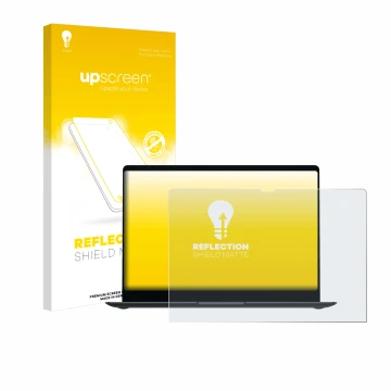 Parte frontale di una confezione del prodotto con il logo del marchio upscreen. Accanto è raffigurato il dispositivo Samsung G