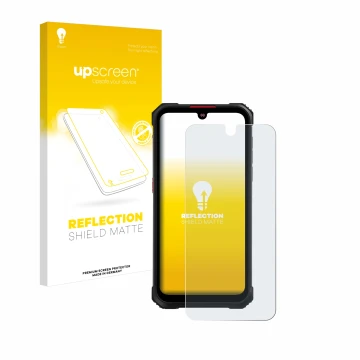Parte frontale di una confezione del prodotto con il logo del marchio upscreen. Accanto è raffigurato il dispositivo Hotwav Cy