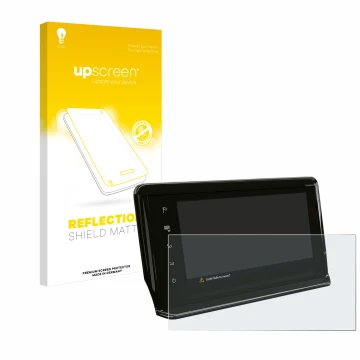 Parte frontale di una confezione del prodotto con il logo del marchio upscreen. Accanto è raffigurato il dispositivo Seat Ibiz
