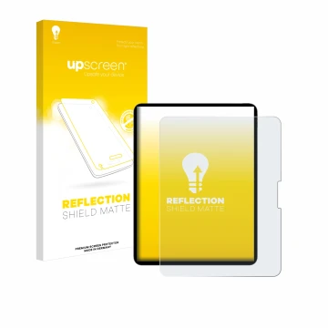 Parte frontale di una confezione del prodotto con il logo del marchio upscreen. Accanto è raffigurato il dispositivo Apple iPa