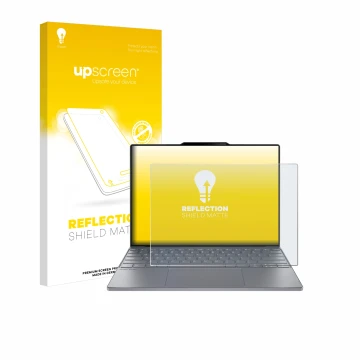 Parte frontale di una confezione del prodotto con il logo del marchio upscreen. Accanto è raffigurato il dispositivo Lenovo Th