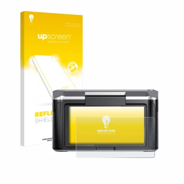 Parte frontale di una confezione del prodotto con il logo del marchio upscreen. Accanto è raffigurato il dispositivo Revopoint