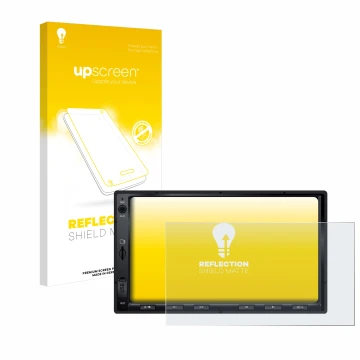 Parte frontale di una confezione del prodotto con il logo del marchio upscreen. Accanto è raffigurato il dispositivo Atoto F7 