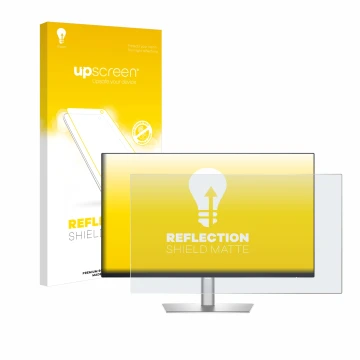 Parte frontale di una confezione del prodotto con il logo del marchio upscreen. Accanto è raffigurato il dispositivo Dell Prof