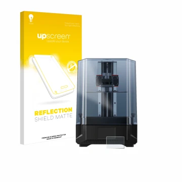 Parte frontale di una confezione del prodotto con il logo del marchio upscreen. Accanto è raffigurato il dispositivo Anycubic 