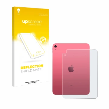 Parte frontale di una confezione del prodotto con il logo del marchio upscreen. Accanto è raffigurato il dispositivo Apple iPa