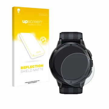 Parte frontale di una confezione del prodotto con il logo del marchio upscreen. Accanto è raffigurato il dispositivo Oukitel B