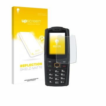 Parte frontale di una confezione del prodotto con il logo del marchio upscreen. Accanto è raffigurato il dispositivo AGM M6 co