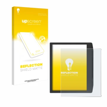 Parte frontale di una confezione del prodotto con il logo del marchio upscreen. Accanto è raffigurato il dispositivo PocketBoo