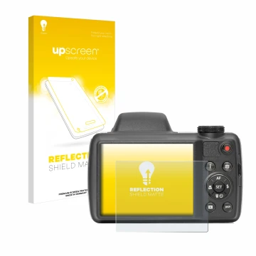 Parte frontale di una confezione del prodotto con il logo del marchio upscreen. Accanto è raffigurato il dispositivo Kodak Pix