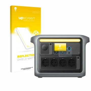 Parte frontale di una confezione del prodotto con il logo del marchio upscreen. Accanto è raffigurato il dispositivo Anker SOL