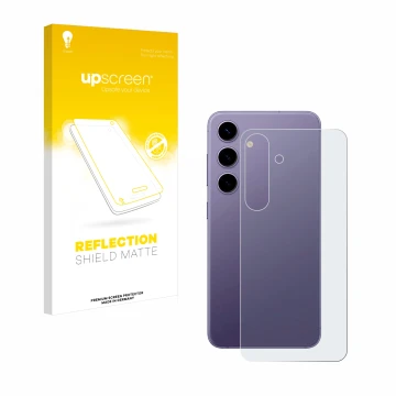 Parte frontale di una confezione del prodotto con il logo del marchio upscreen. Accanto è raffigurato il dispositivo Samsung G